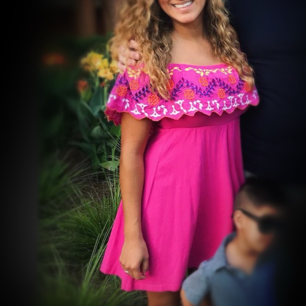 Pink off the shoulder dress